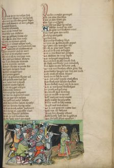 David's Army in Pursuit of Absalom; Weltchronik, about 1400-1410. Creator: Unknown