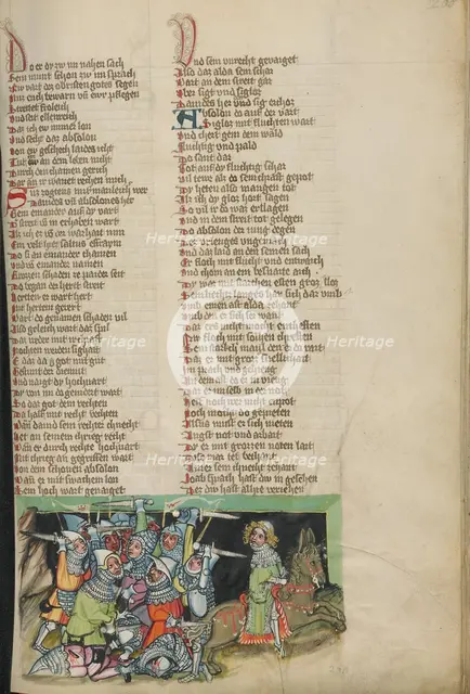 David's Army in Pursuit of Absalom; Weltchronik, about 1400-1410. Creator: Unknown.