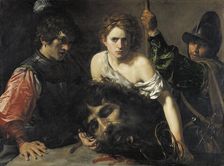 David With the Head of Goliath and Two Soldiers, 1620. Creator: Valentin de Boulogne