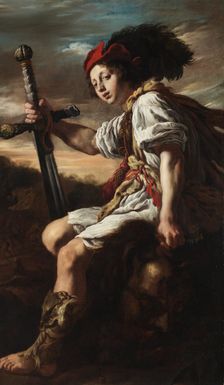 David with Goliath's severed head, 1620s. Creator: Domenico Fetti