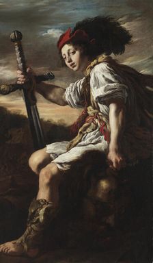 David with Goliath's severed head, 1620s. Creator: Domenico Fetti