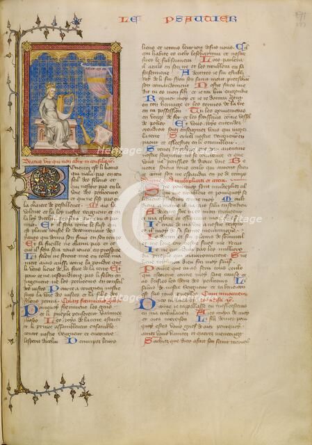 David with Musical Instruments, about 1360-1370. Creator: Master of Jean de Mandeville.