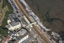 Dawlish Railway Station and the railway line running along the edge of the sea, Devon, 2016. Creator: Damian Grady