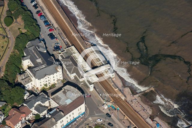 Dawlish Railway Station and the railway line running along the edge of the sea, Devon, 2016. Creator: Damian Grady.