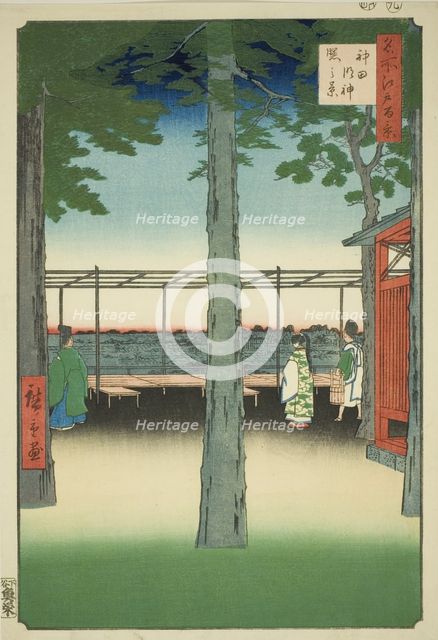 Dawn at Kanda Myojin Shrine (Kanda Myojin akebono no kei), from the series "One Hundred..., 1857. Creator: Ando Hiroshige.