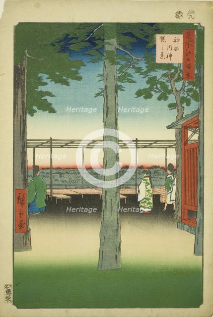 Dawn at Kanda Myojin Shrine (Kanda Myojin akebono no kei), from the series "One Hundred..., 1857. Creator: Ando Hiroshige.