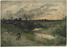 Dawn--Hunter with Dog, 1882. Creator: Henri Joseph Harpignies (French, 1819-1916)