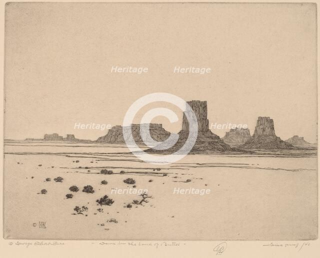 Dawn in the Land of the Buttes, c. 1920. Creator: George Elbert Burr.