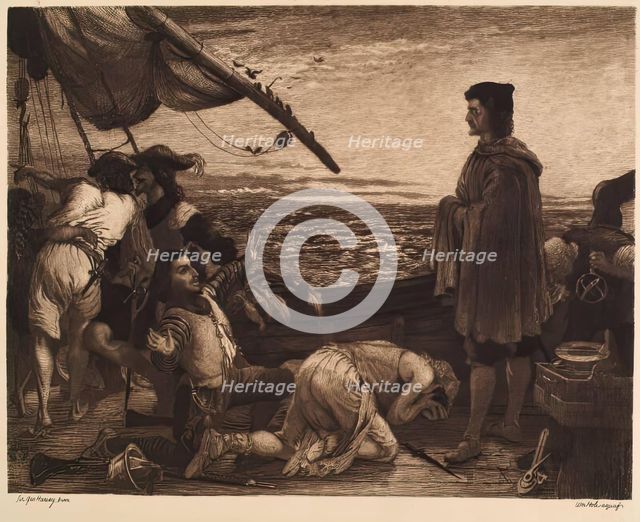 Dawn Revealing the New World to Columbus, (c1852), c1900s. Creator: William Brassey Hole.