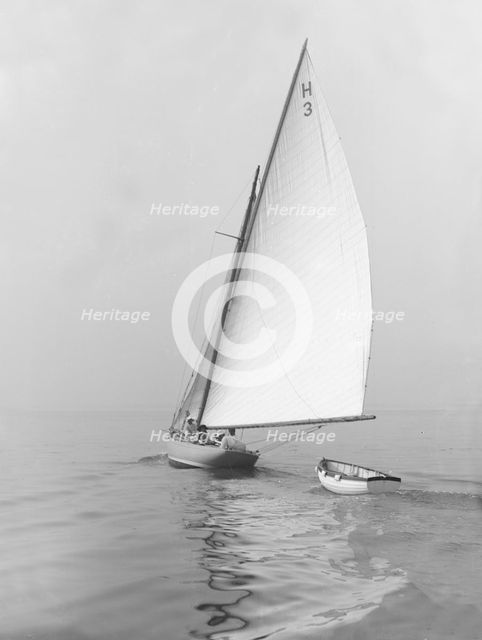 Day out for the 8 Metre class sailng yacht 'Windflower' (H3), 1911. Creator: Kirk & Sons of Cowes.