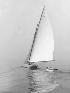 Day out for the 8 Metre class saing yacht Windflower (H3), 1911. Creator: Kirk & Sons of Cowes