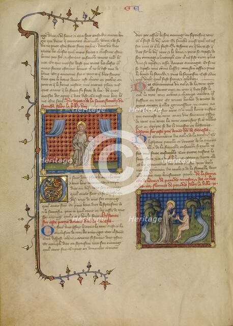 Day of Rest: Lord Enthroned: God and Adam in the Garden, about 1360-1370. Creator: Master of Jean de Mandeville.