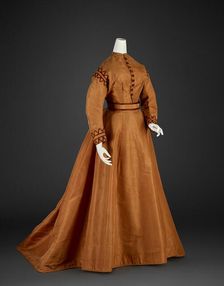 Day Dress (Bodice, Skirt, Sash), 1865-1867. Creator: Unknown