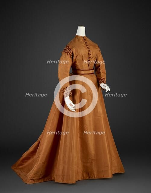 Day Dress (Bodice, Skirt, Sash), 1865-1867. Creator: Unknown.