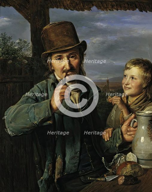 Day laborer with his son, 1823. Creator: Ferdinand Georg Waldmuller.