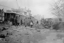 Dayton - Streetcar capsized by flood, 1913. Creator: Bain News Service