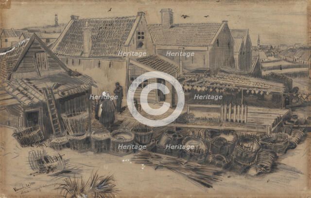 Dab-drying barn in Scheveningen, 1882.