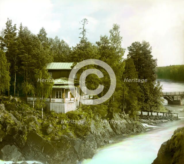 Dacha near Kivach waterfall, Suna River, 1915. Creator: Sergey Mikhaylovich Prokudin-Gorsky.