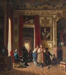 Dachau farmers in the Schleißheim New Palace, 1862. Creator: Zimmermann, Reinhard Sebastian (1815-1893)