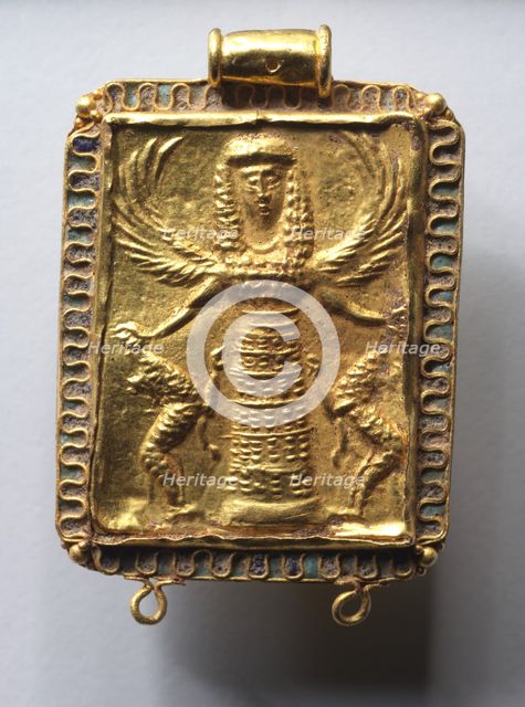 Daedalic Pendant with Potnia Theron (Mistress of Animals), 650-600 BC. Creator: Unknown.