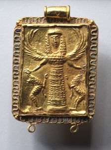 Daedalic Pendant with Potnia Theron (Mistress of Animals), 650-600 BC. Creator: Unknown
