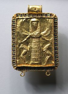 Daedalic Pendant with Potnia Theron (Mistress of the Animals), 650-600 BC. Creator: Unknown
