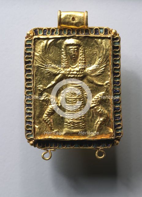 Daedalic Pendant with Potnia Theron (Mistress of the Animals), 650-600 BC. Creator: Unknown.