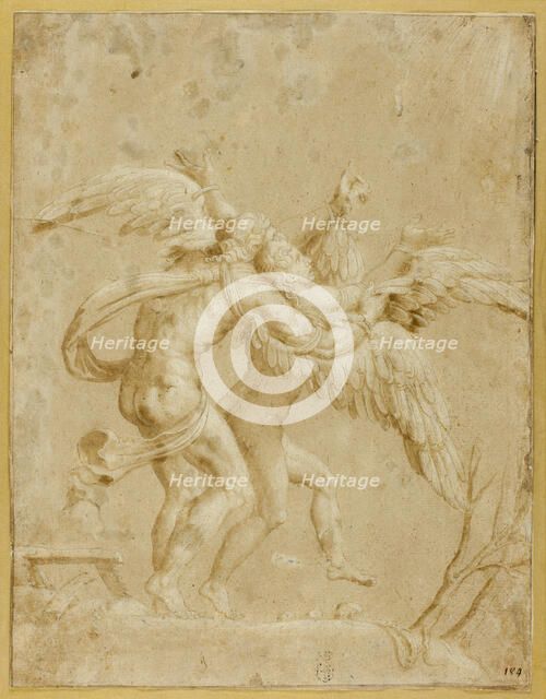 Daedalus and Icarus, early 1530s. Creator: Giulio Romano.