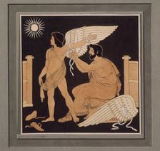 Daedalus placing a wing on Icarus, c1832. Creator: Philipp Veit