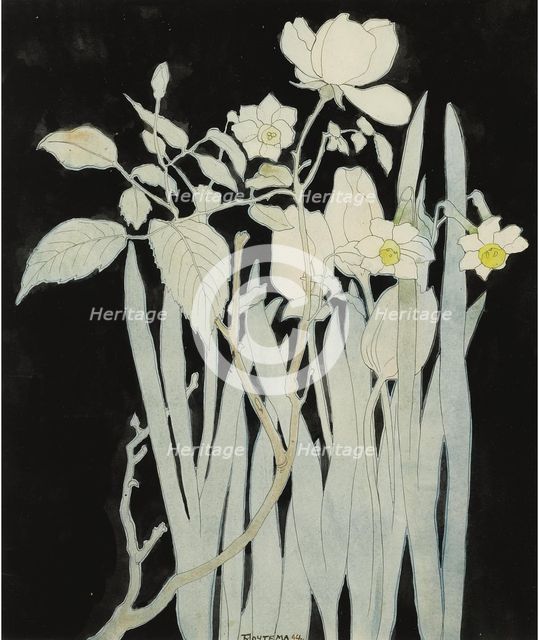 Daffodils And Roses.