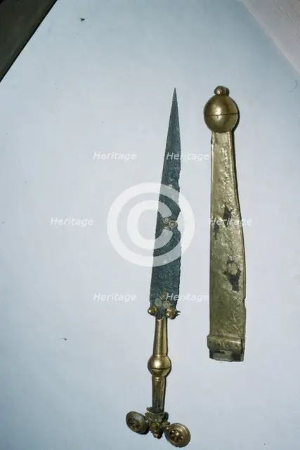 Dagger of Iron Gold and Bronze from a Celtic Burial at Hallstatt, Austria. Celtic Iron Age.  Artist: Unknown.