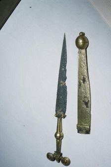 Dagger of Iron Gold and Bronze from a Celtic Burial at Hallstatt, Austria. Celtic Iron Age