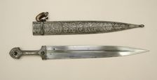 Dagger (Kindjal) with Scabbard, Caucasian, possibly Kubachi, Dagestan, dated A.H. 1234/A.D 1818-19. Creator: Unknown
