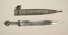 Dagger (Kindjal) with Scabbard, Caucasian, possibly Kubachi, Dagestan, dated A.H. 1234/A.D 1818-19. Creator: Unknown