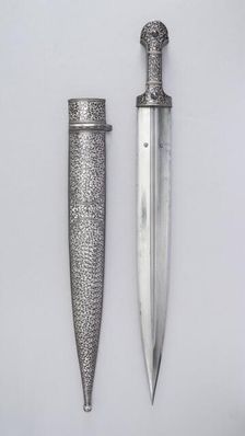 Dagger (Kindjal) with Sheath, Caucasian, possibly northern Dagestan, ca. 1840-50. Creator: Unknown
