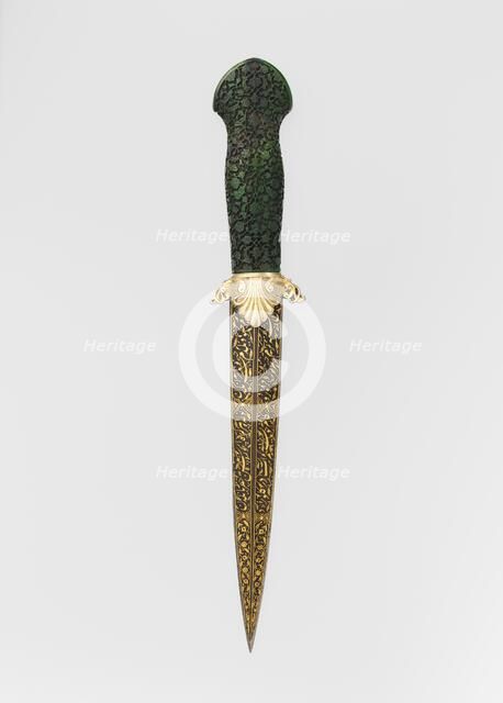 Dagger, Turkish, grip and blade, 16th century; guard, hallmarked for 1774-89. Creator: Unknown.