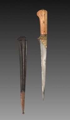 Dagger with Brown Leather Case, 1700s-1800s. Creator: Unknown
