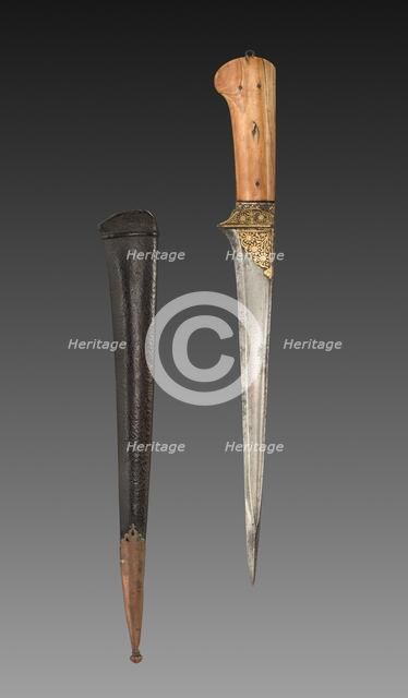 Dagger with Brown Leather Case, 1700s-1800s. Creator: Unknown.
