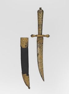Dagger with Sheath, blade, Turkish; hilt and scabbard, European...blade, mid-16th century. Creator: Unknown