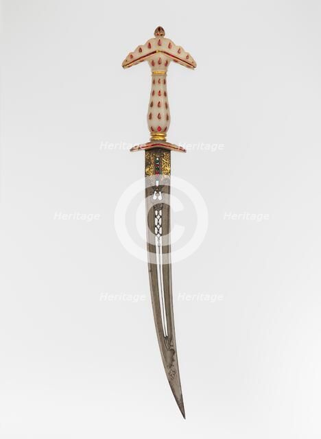 Dagger with Sheath, Hilt, Indian, Mughal; blade, Turkish or Indian, late 17th century. Creator: Unknown.