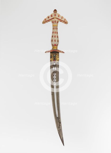 Dagger with Sheath, Hilt, Indian, Mughal; blade, Turkish or Indian, late 17th century. Creator: Unknown.