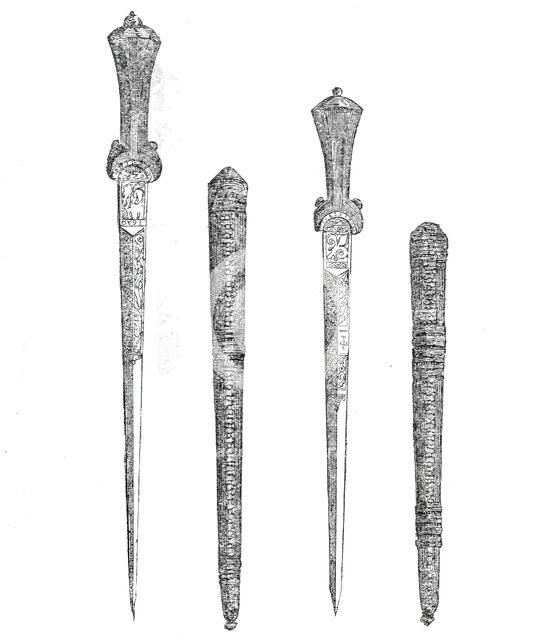 Daggers worn by Colonel Blood and Parrot at the time of their stealing the Regalia..., 1860. Creator: Unknown.