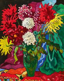 Dahlias, cruche verte, 1942. Creator: Valtat, Louis (1869-1952)