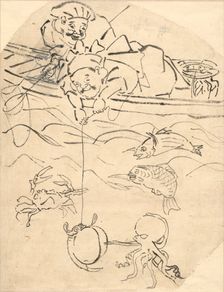 Daikoku and Ebisu, Two of the Seven Gods of Happiness. Creator: Utagawa Kuniyoshi (Japanese, 1797-1861)