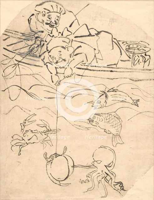 Daikoku and Ebisu, Two of the Seven Gods of Happiness. Creator: Utagawa Kuniyoshi (Japanese, 1797-1861).