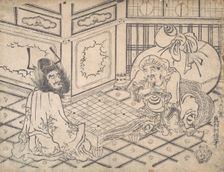 Daikoku and Shoki Playing Chess, ca. 1730., ca. 1730. Creator: Okumura Toshinobu