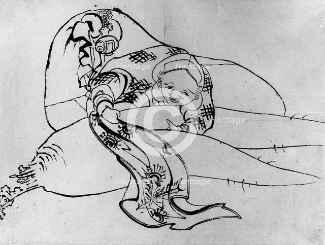 Daikoku (God of Luck) with Radish, 18th-19th century. Creator: School of Katsushika Hokusai.