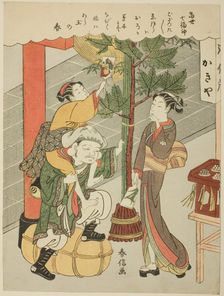 Daikokuten, from the series "The Seven Gods of Good Luck in Modern Life (Tosei Shichi..., c.1769. Creator: Suzuki Harunobu