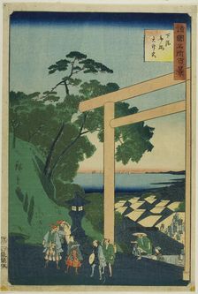 Daijin Shrine at Funabashi, Shimosa Province (Shimosa Funabashi Daijingu) from the..., 1860. Creator: Utagawa Hiroshige II