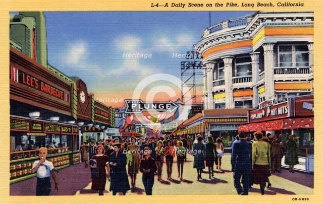 Daily scene on the Pike, Long Beach, California, USA, 1940. Artist: Unknown